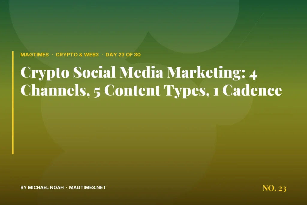 Crypto Social Media Marketing: 4 Channels, 5 Content Types, 1 Cadence - MagTimes editorial feature image